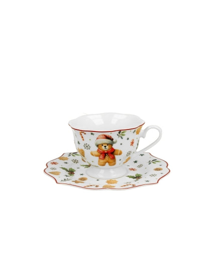 Set ceasca și farfurie Christmas Cuties, 190ml - Victoria home deco