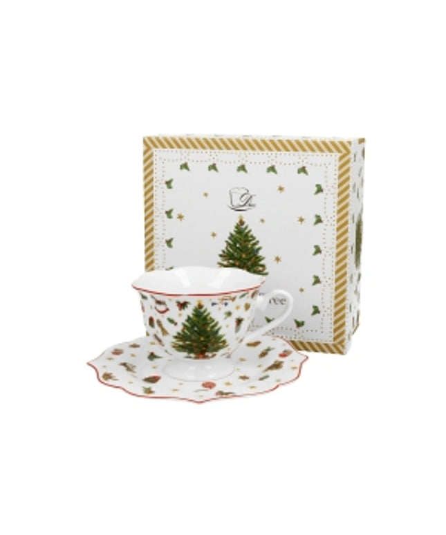 Set ceasca și farfurie Christmas tree, 190ML - Victoria home deco