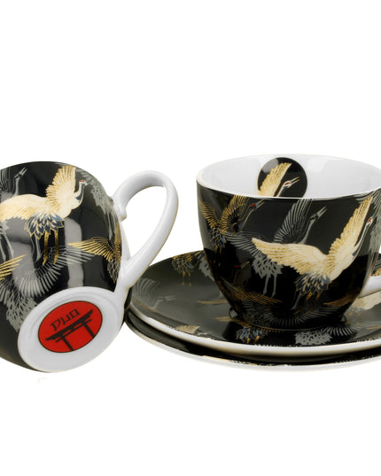 Set de 2 cani de 250 ml cu farfurioare CRANES BY NIGHT - Victoria home deco