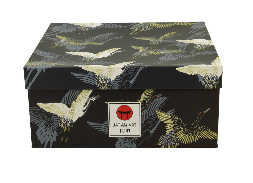 Set de 2 cani de 250 ml cu farfurioare CRANES BY NIGHT - Victoria home deco