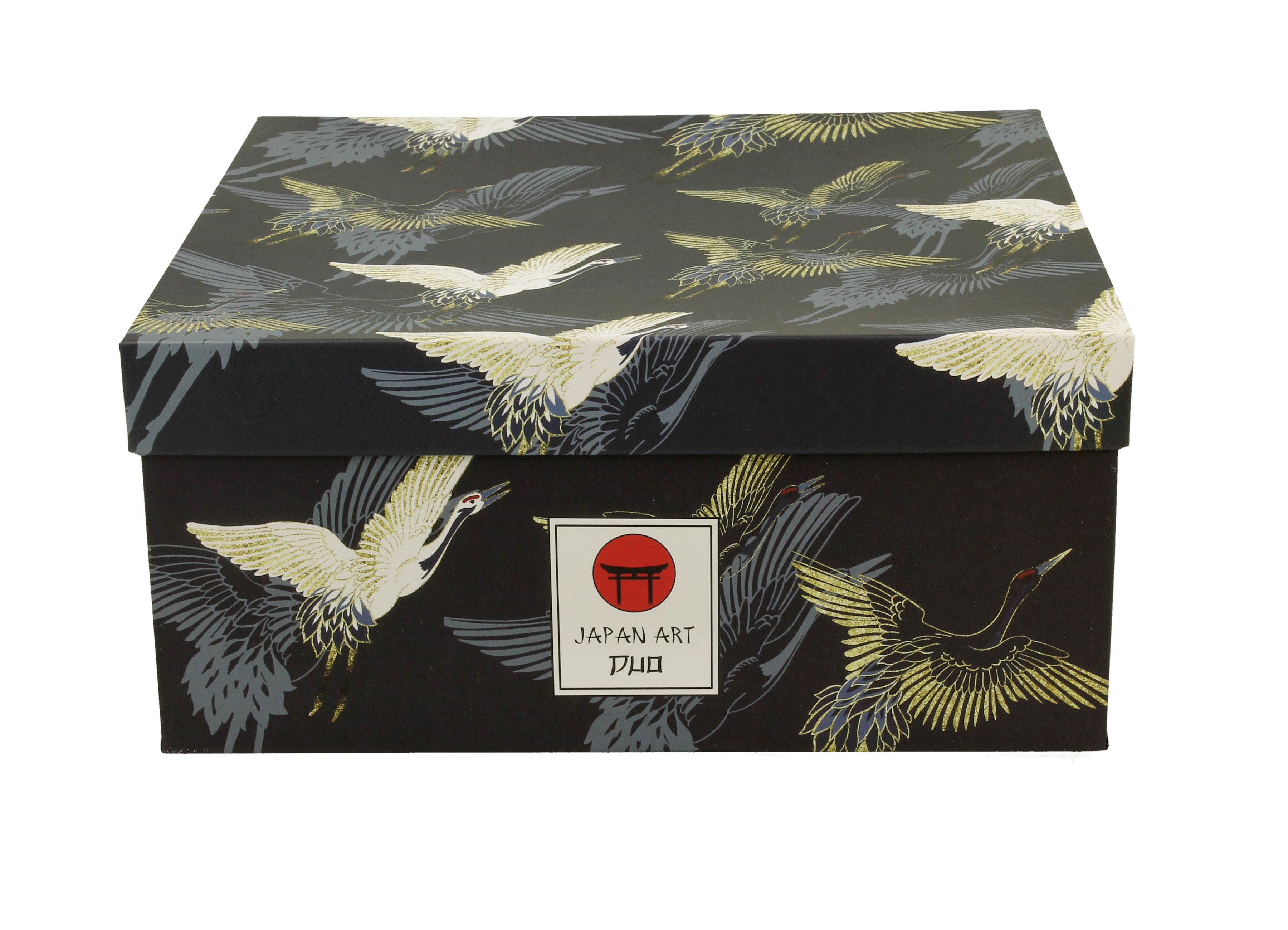 Set de 2 cani de 250 ml cu farfurioare CRANES BY NIGHT - Victoria home deco
