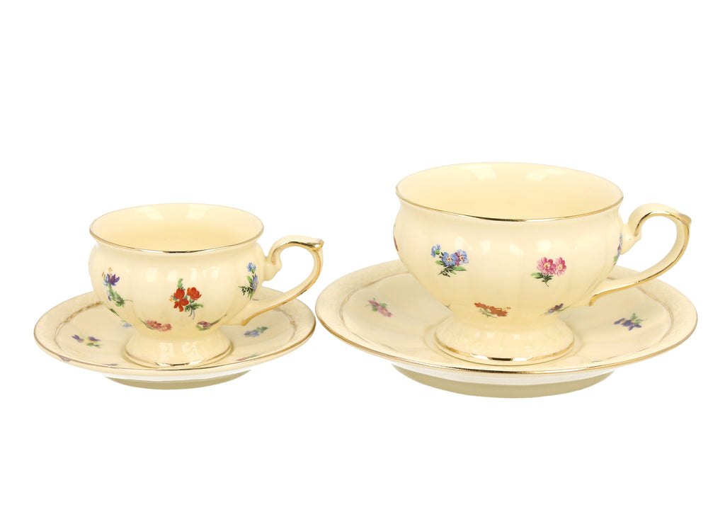 Set 2 cesti de cafea cu farfurie, Portelan, Duo England, espresso,  110 ml - Victoria home deco