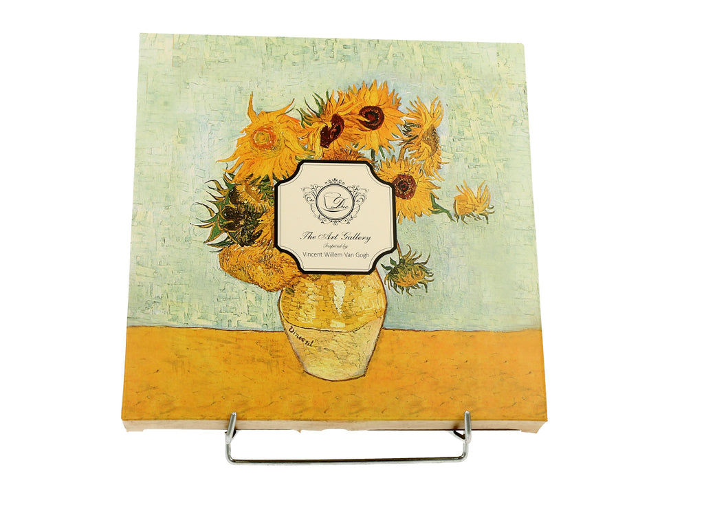 Set de 2 farfurii de portelan pentru desert, in cutie, 19 cm, Van Gogh: Floarea soarelui - Victoria home deco