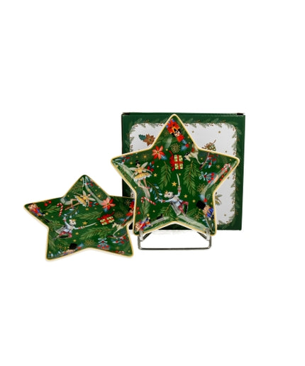Set de 2 farfurii de portelan pentru desert, in cutie, Spiritul Craciunului - Victoria home deco