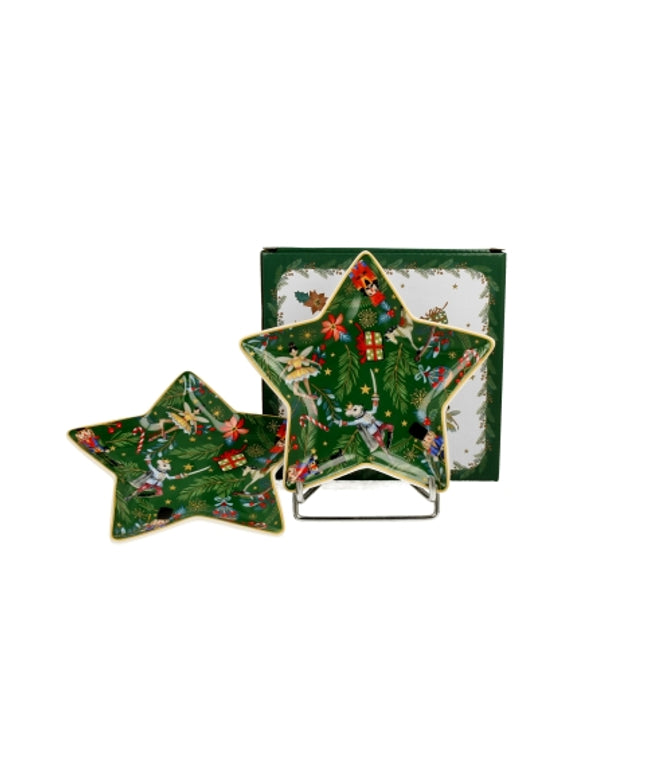 Set de 2 farfurii de portelan pentru desert, in cutie, Spiritul Craciunului - Victoria home deco