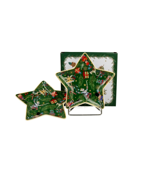 Set de 2 farfurii de portelan pentru desert, in cutie, Spiritul Craciunului - Victoria home deco