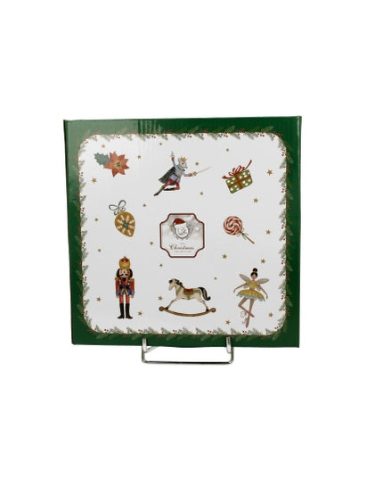 Set de 2 farfurii de portelan pentru desert, in cutie, Spiritul Craciunului - Victoria home deco