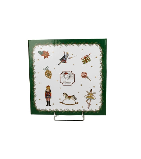 Set de 2 farfurii de portelan pentru desert, in cutie, Spiritul Craciunului - Victoria home deco