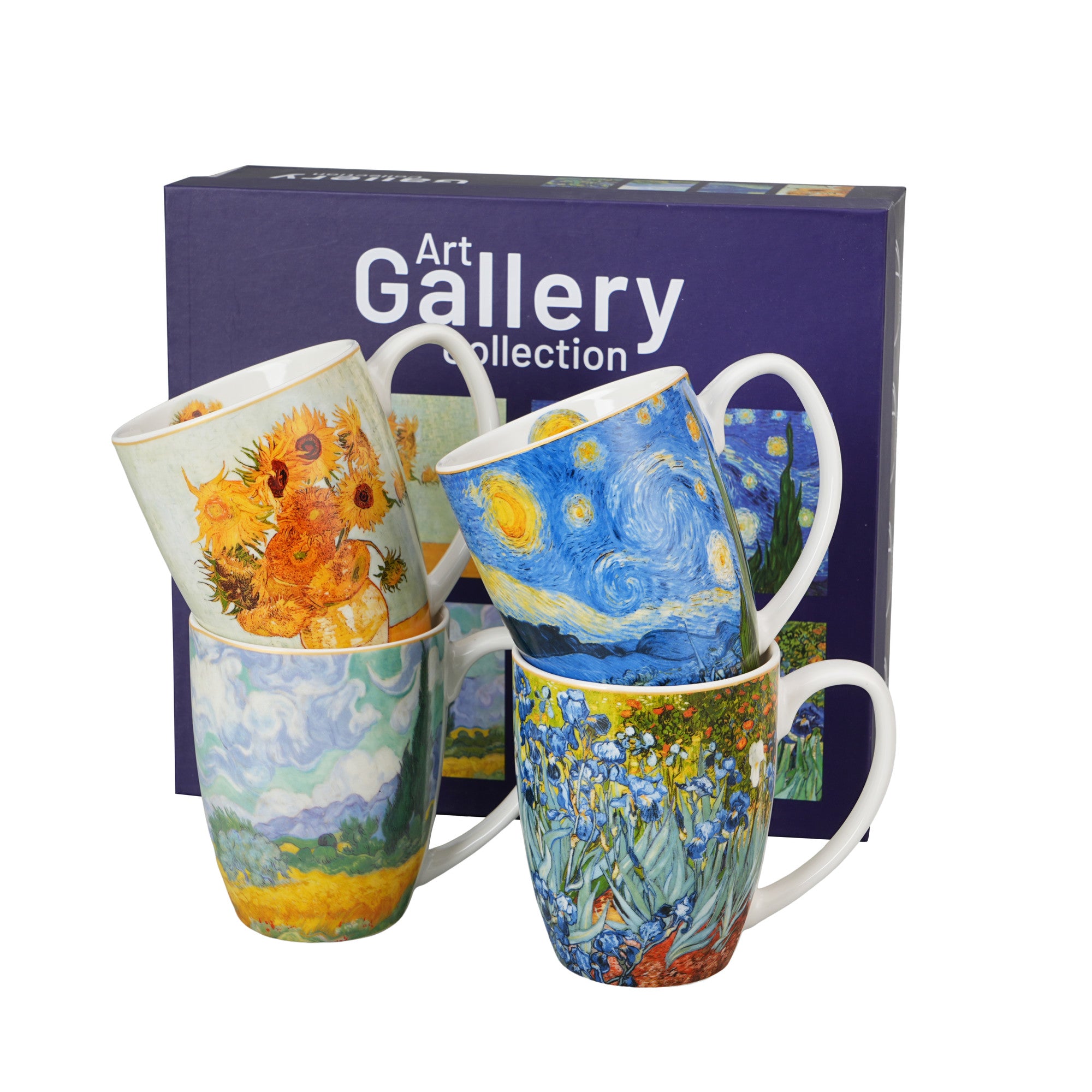 Set de 4 căni din portelan clasice inspirate de Van Gogh,360 ml