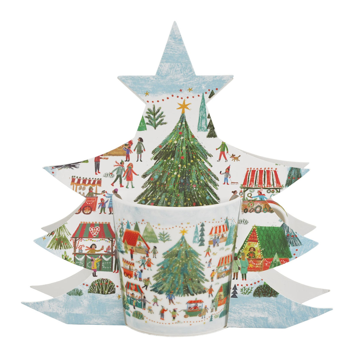 Cana din portelan, Christmas Market, 360 ml, in ambalaj de brad de Craciun