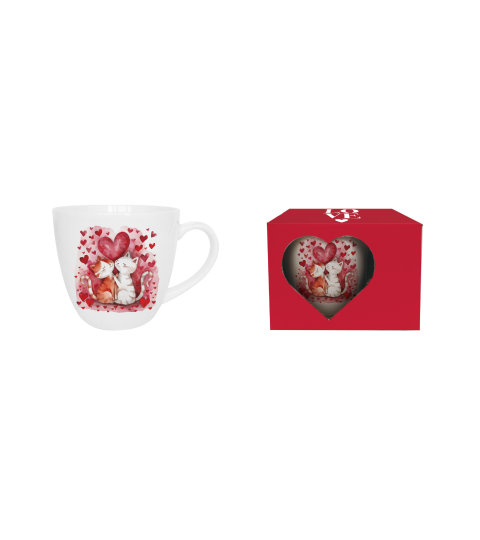 Cana Duo, Loving Cats, din portelan, 460 ml, multicolor