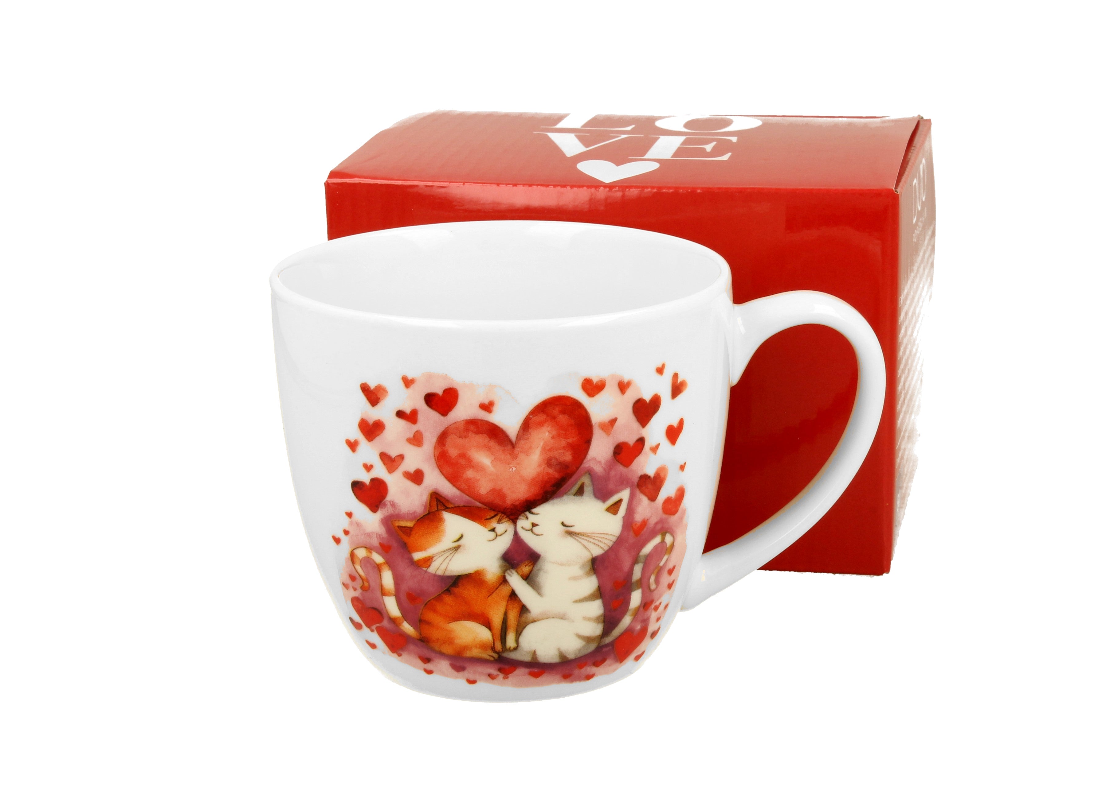 Cana Duo, Loving Cats, din portelan, 460 ml, multicolor