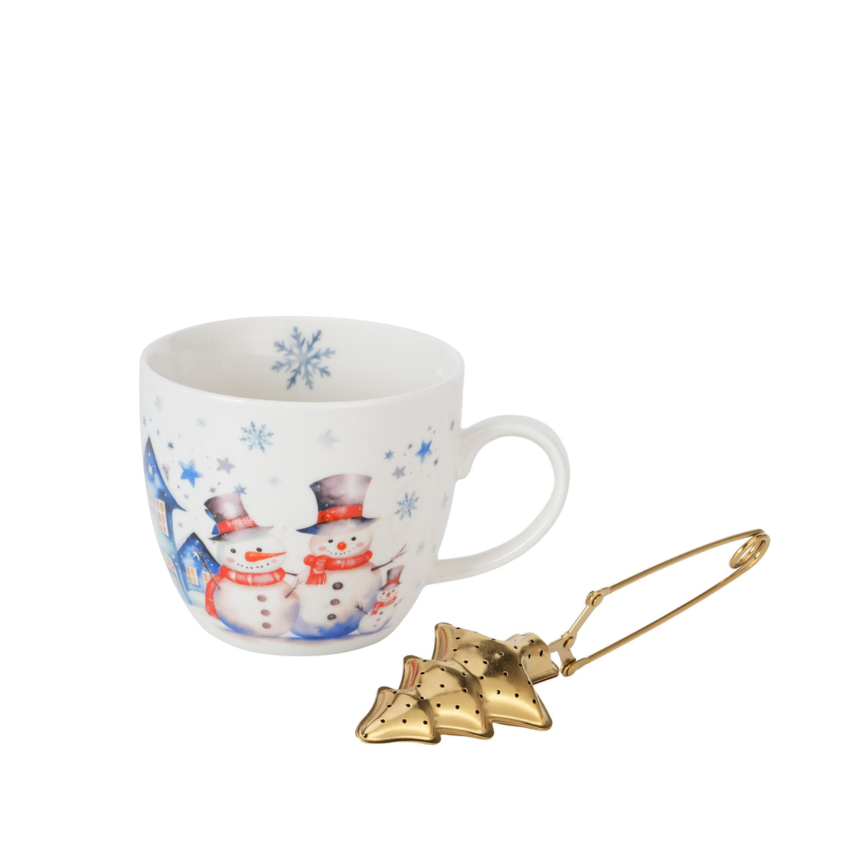 Cana de Craciun, 460 ml cu infuzor metalic, design Snowman