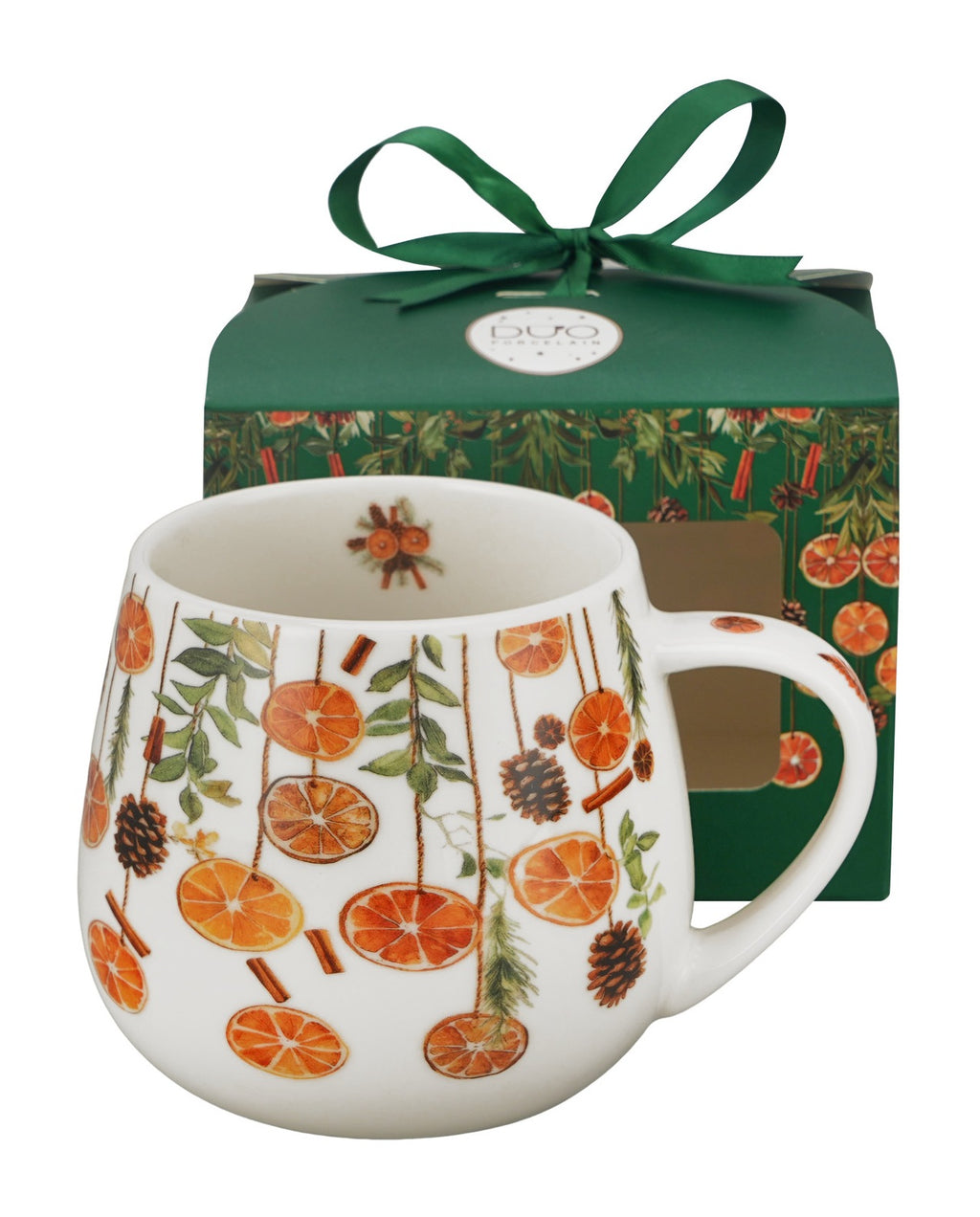 Cana barel din portelan, Craciun -Winter Fruits, 430 ml