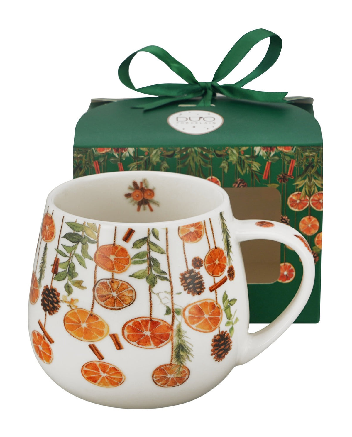 Cana barel din portelan, Craciun -Winter Fruits, 430 ml