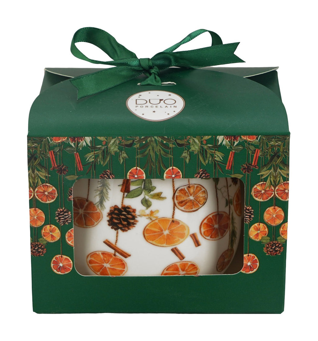 Cana barel din portelan, Craciun -Winter Fruits, 430 ml