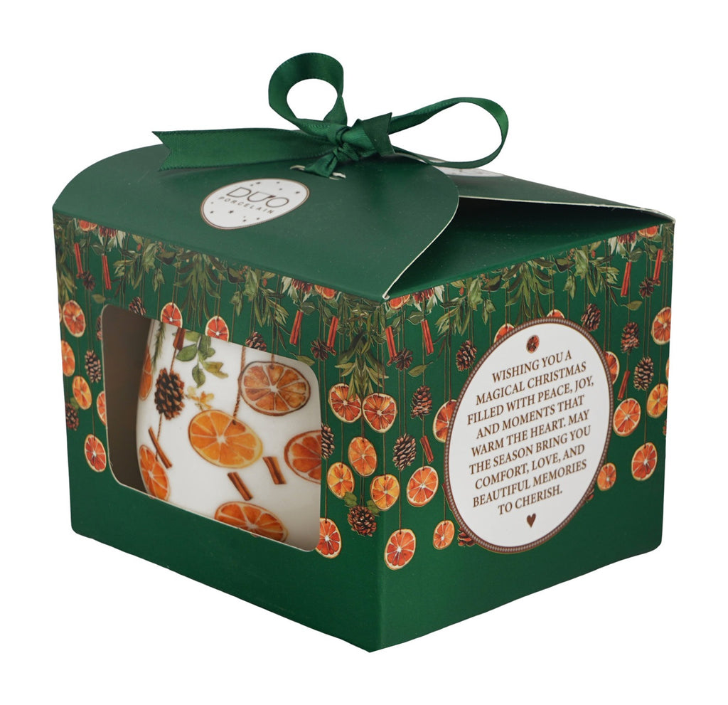 Cana barel din portelan, Craciun -Winter Fruits, 430 ml