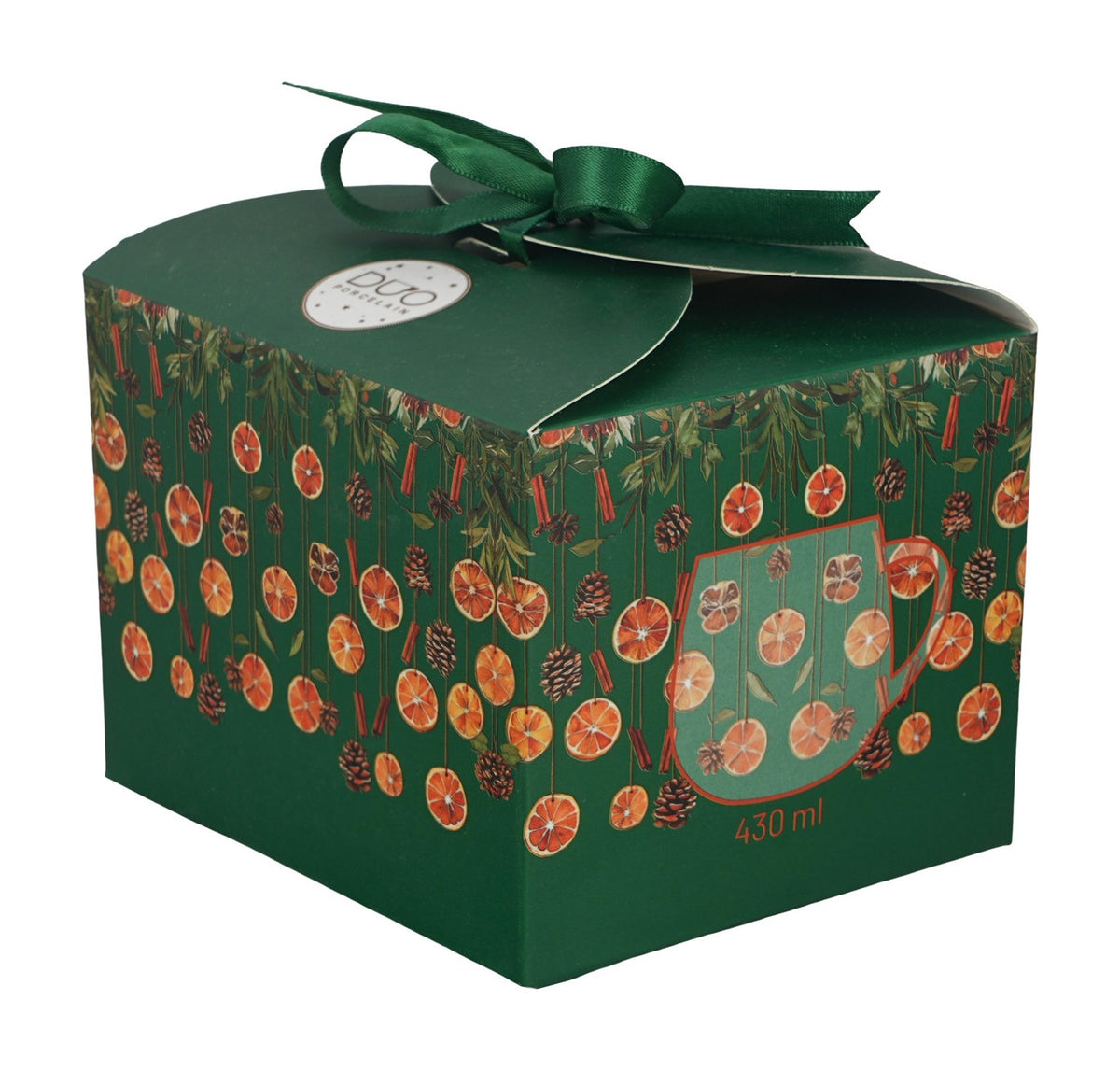 Cana barel din portelan, Craciun -Winter Fruits, 430 ml