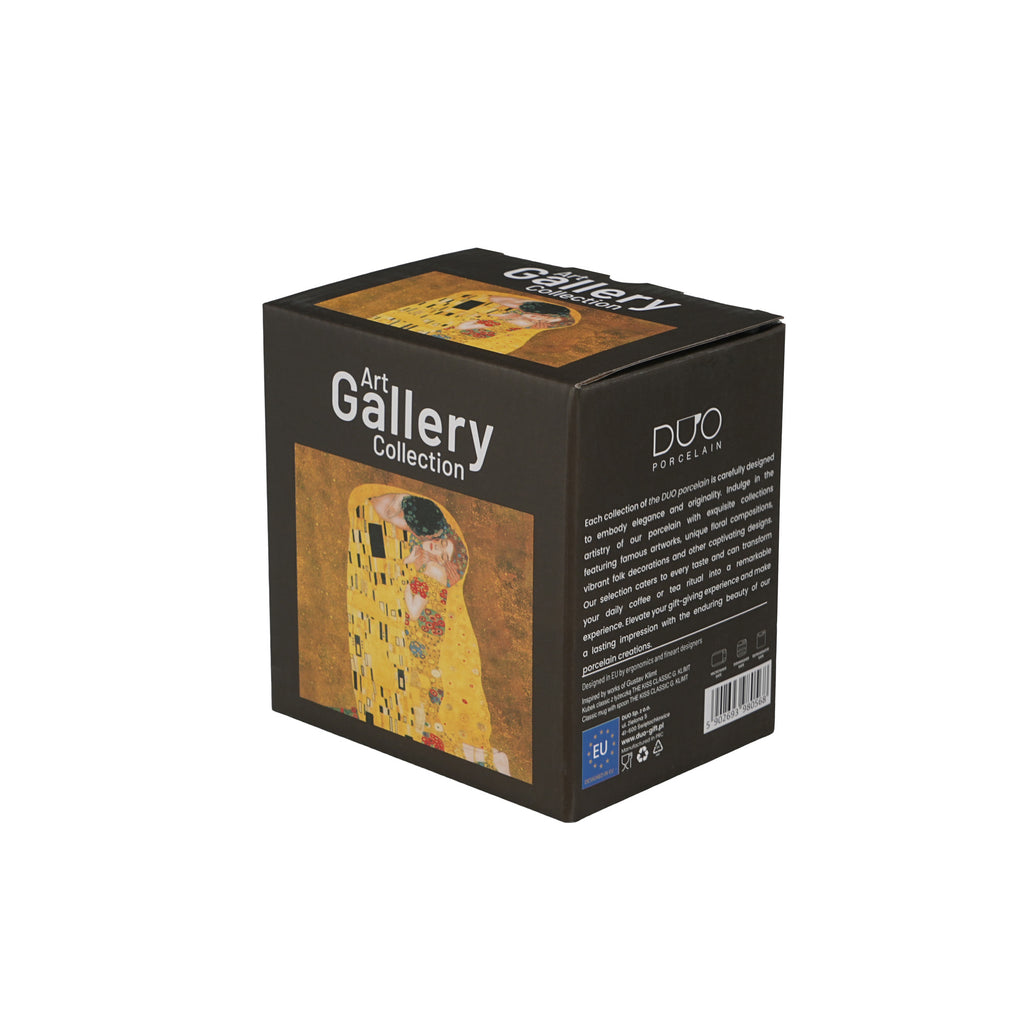 Cană clasică cu linguriță THE KISS CLASSIC inspirată de G. Klimt, 360 ml
