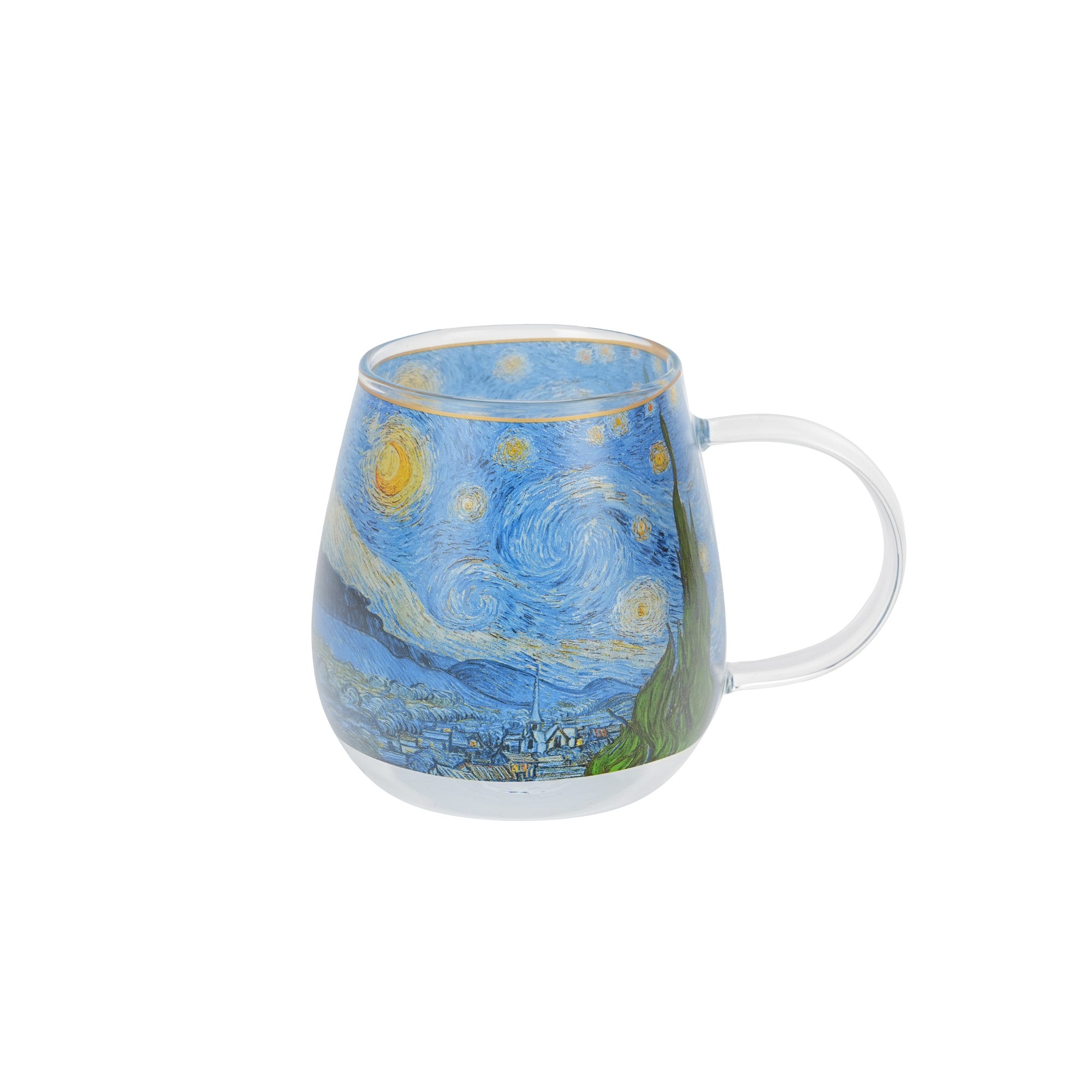 Cană de sticlă STARRY NIGHT inspirată de Van Gogh, 530 ml