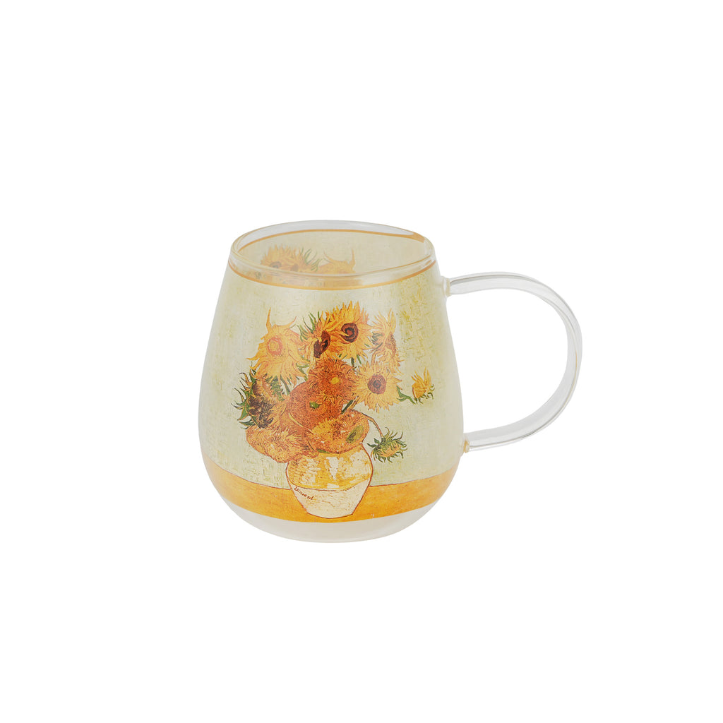 Cană de sticlă FLOAREA-SOARELUI inspirată de Van Gogh , 530 ml