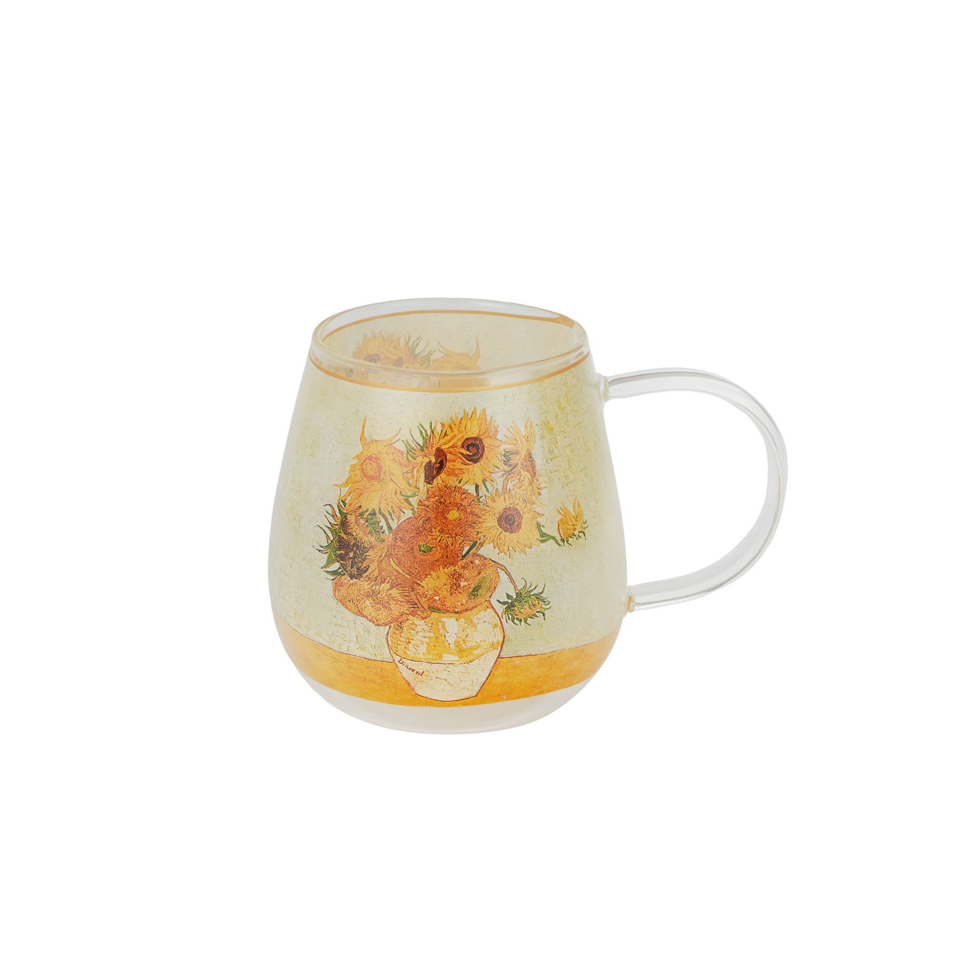 Cană de sticlă FLOAREA-SOARELUI inspirată de Van Gogh , 530 ml