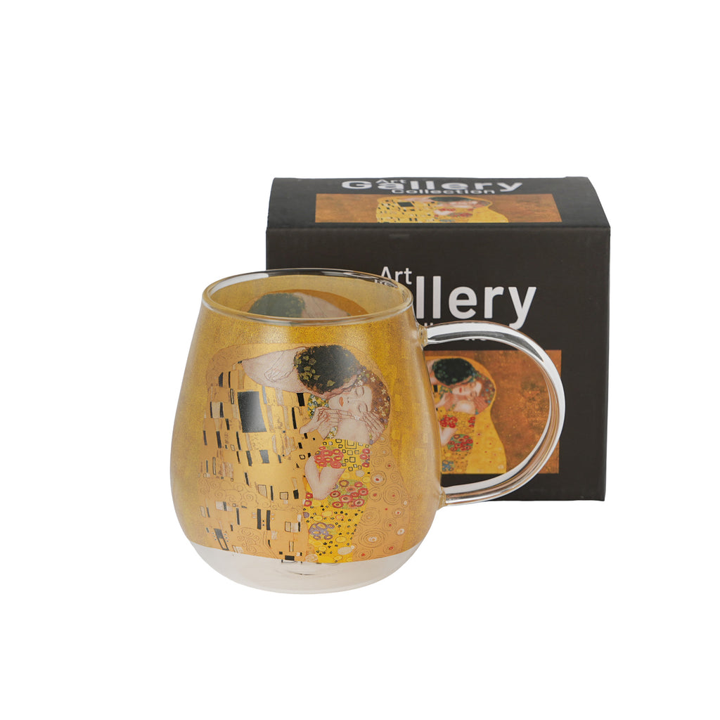 Cană de sticlă THE KISS CLASSIC inspirată de G. Klimt, 530 ml