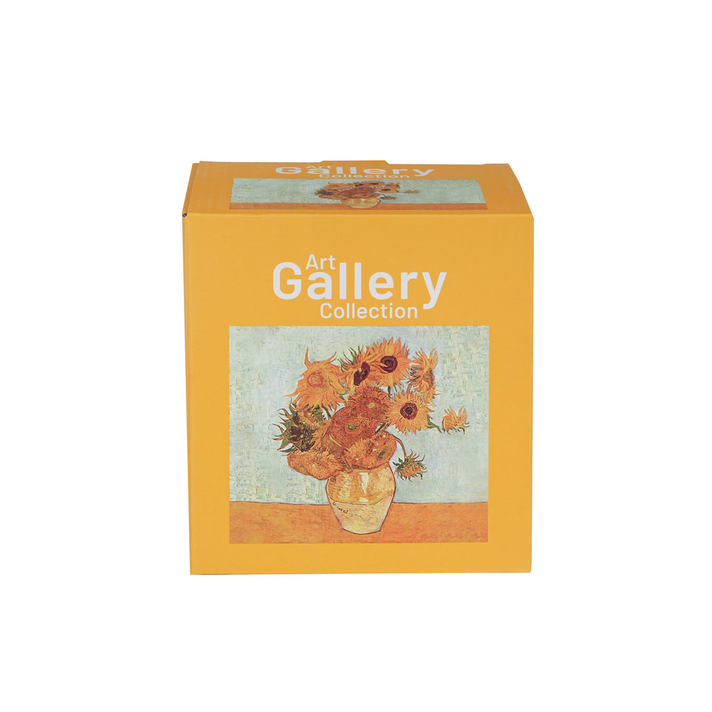 Cană de sticlă cu pereți dubli cu infuzor din oțel inoxidabil inspirată de Van Gogh, FLOAREA-SOARELUI, 350 ml