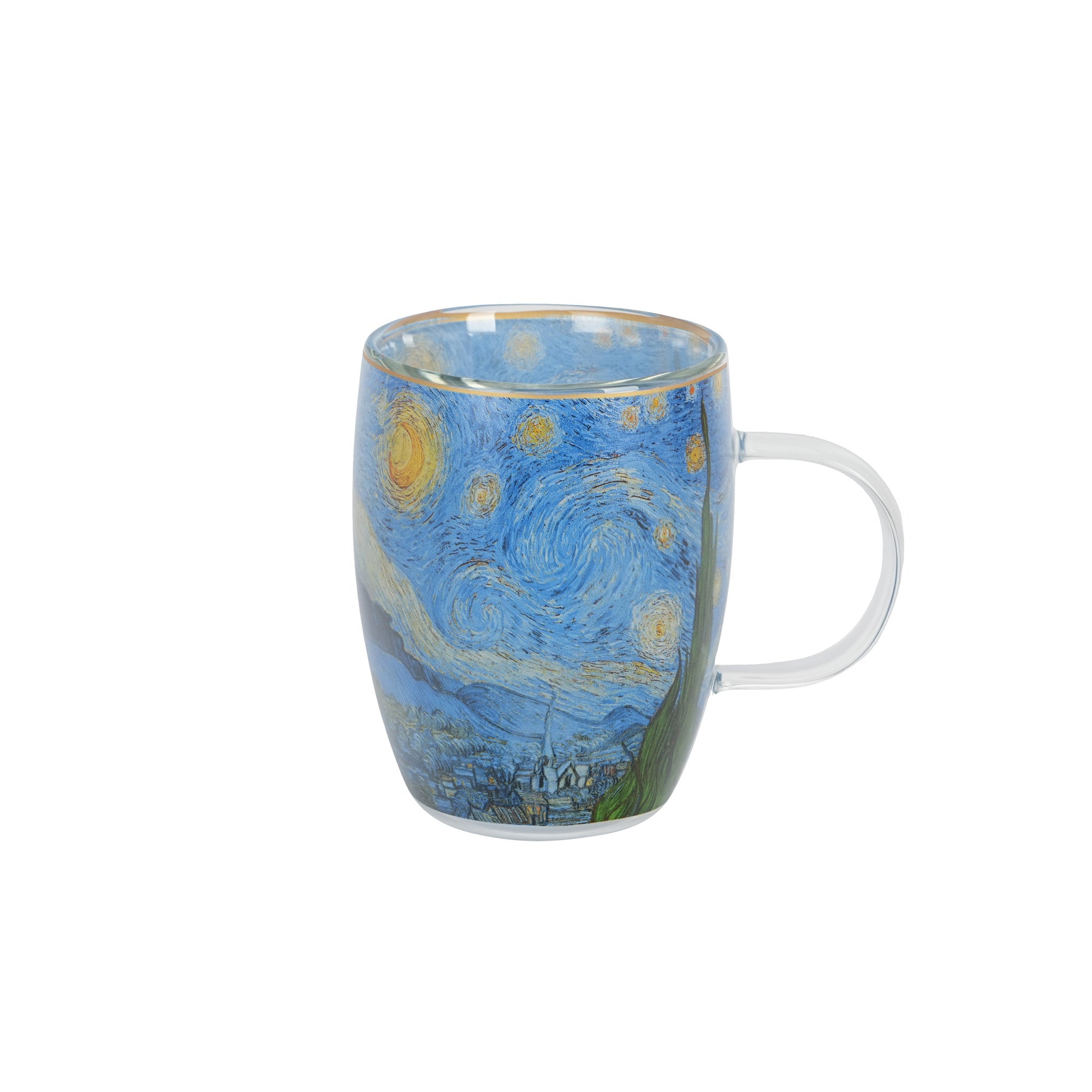 Cană de sticlă cu pereți dubli STARRY NIGHT inspirată de Van Gogh, 350 ml