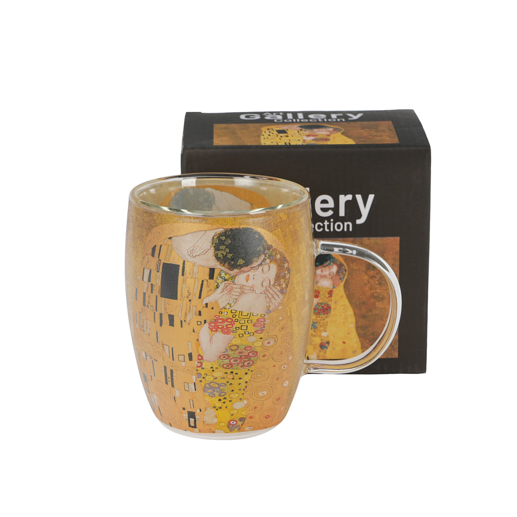 Cană de sticlă cu pereți dubli THE KISS CLASSIC inspirată de G. Klimt , 350 ml