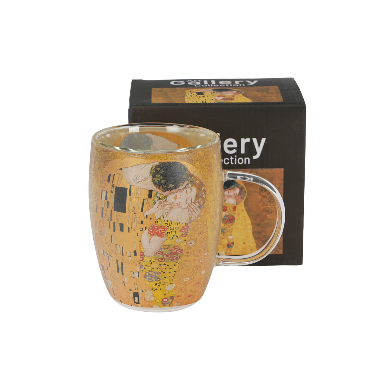 Cană de sticlă cu pereți dubli THE KISS CLASSIC inspirată de G. Klimt , 350 ml