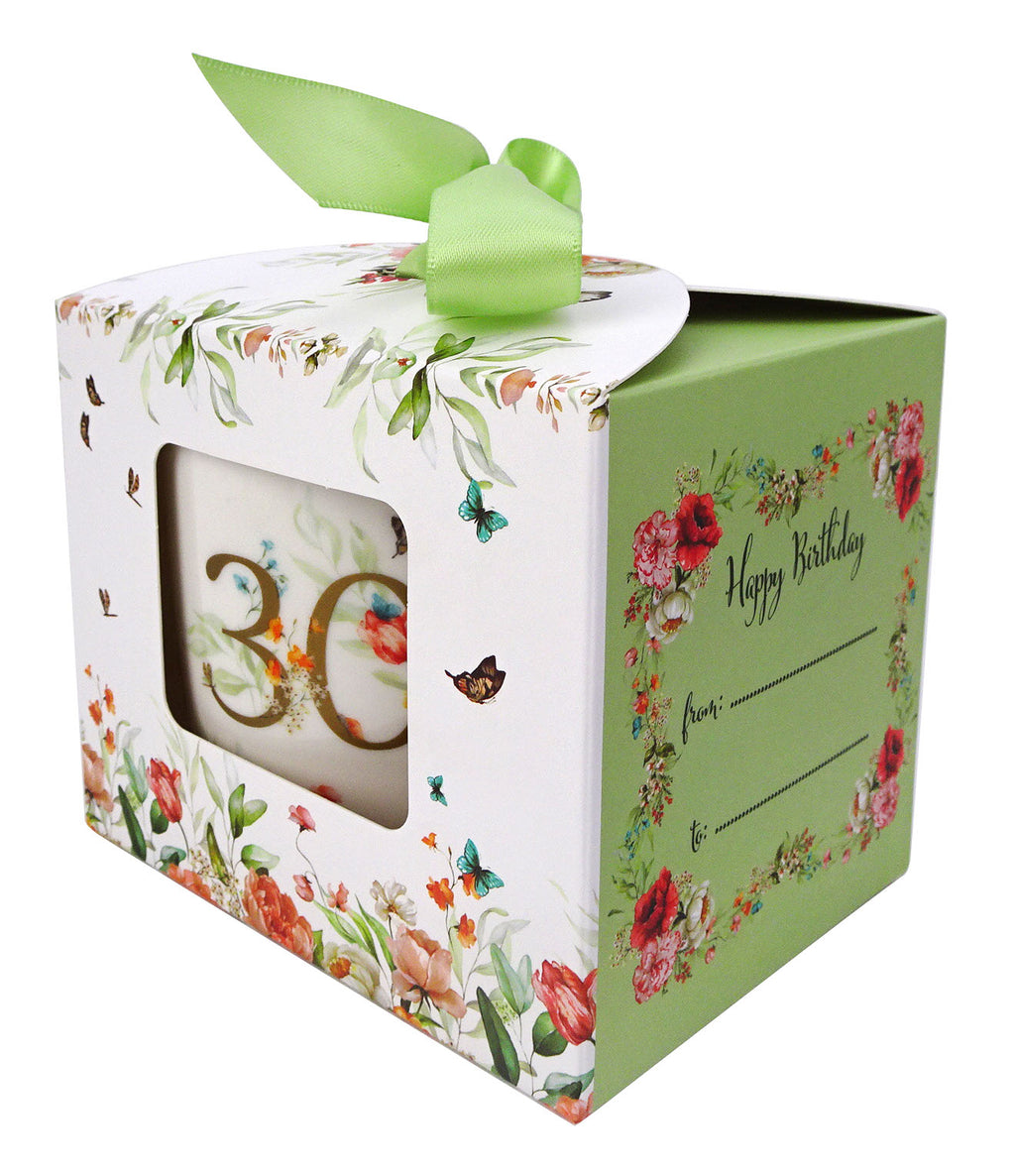 Cană de ziua de naștere „30” într-o cutie cu fundă