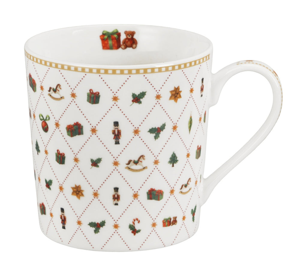 Cana DUO 360 ml Craciun, multicolor, Ornament Joy, portelan, ambalata in cutie decorativa