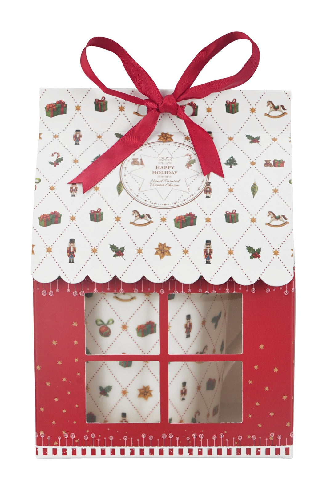 Cana DUO 360 ml Craciun, multicolor, Ornament Joy, portelan, ambalata in cutie decorativa