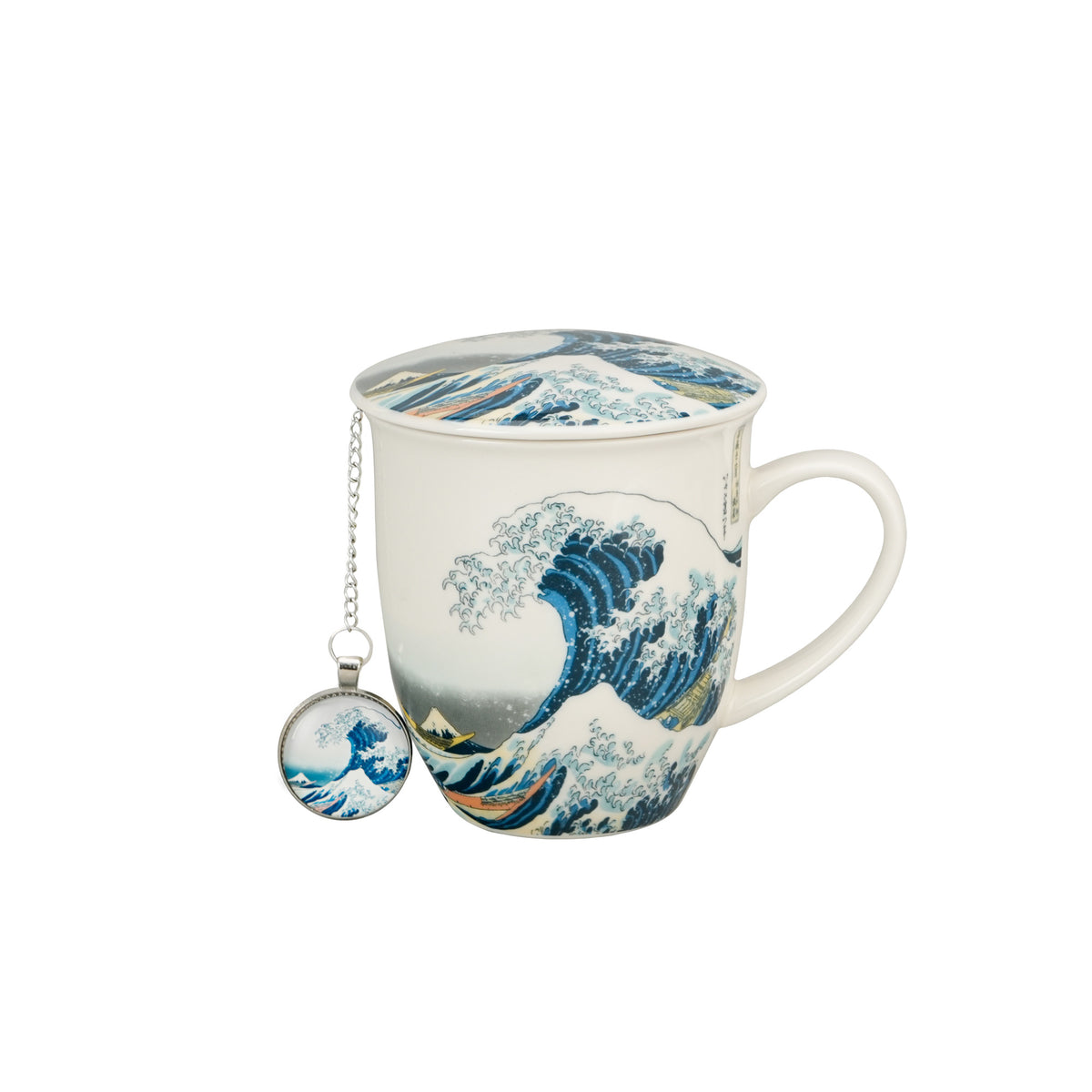 Cană cu infuzor și pandantiv MARELE VAL inspirat de HOKUSAI, 400 ml
