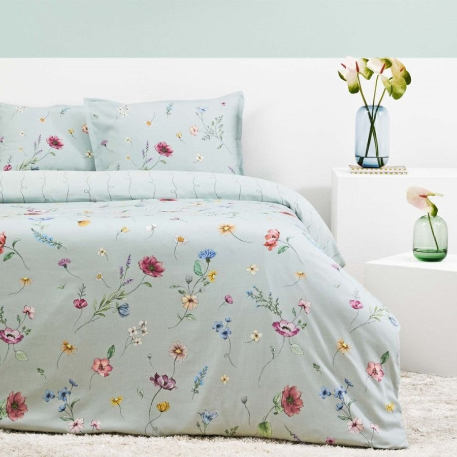 Lenjerie de pat bumbac organic cu floricele, TAC Satin Reborn, Solene