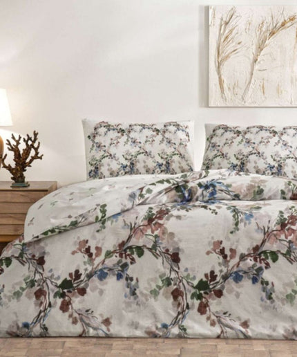 Lenjerie de pat dublu bumbac 100% ranforce cu design floral, TAC, Dalila
