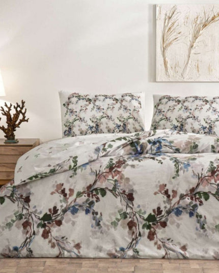 Lenjerie de pat dublu bumbac 100% ranforce cu design floral, TAC, Dalila