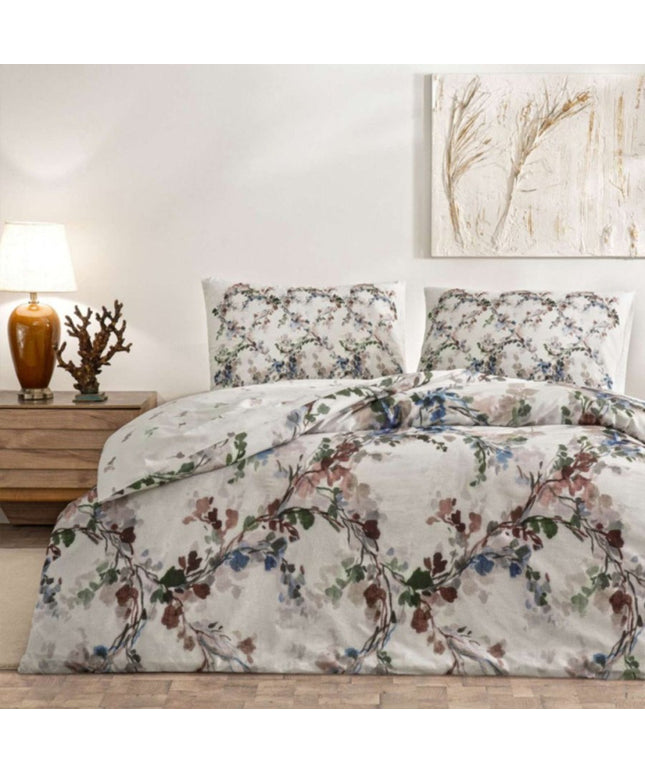 Lenjerie de pat dublu bumbac 100% ranforce cu design floral, TAC, Dalila