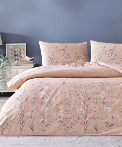 Lenjerie de pat dublu bumbac 100% ranforce, design floral, TAC, Fiona Roz