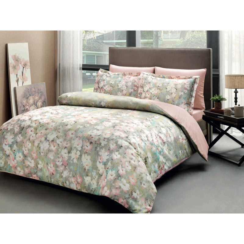 Lenjerie de pat Jamie pudra Digital TAC (Bumbac Satinat DELUXE) - Victoria home deco