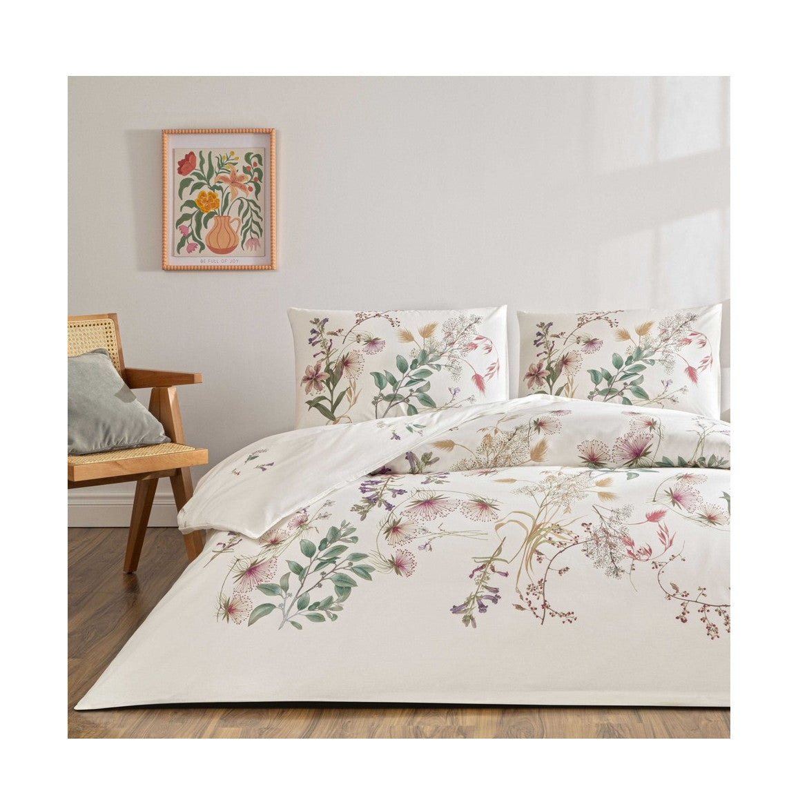 Lenjerie de pat dublu, bumbac 100% ranforce, 240x260 cm, 4 piese, TAC, Elowen