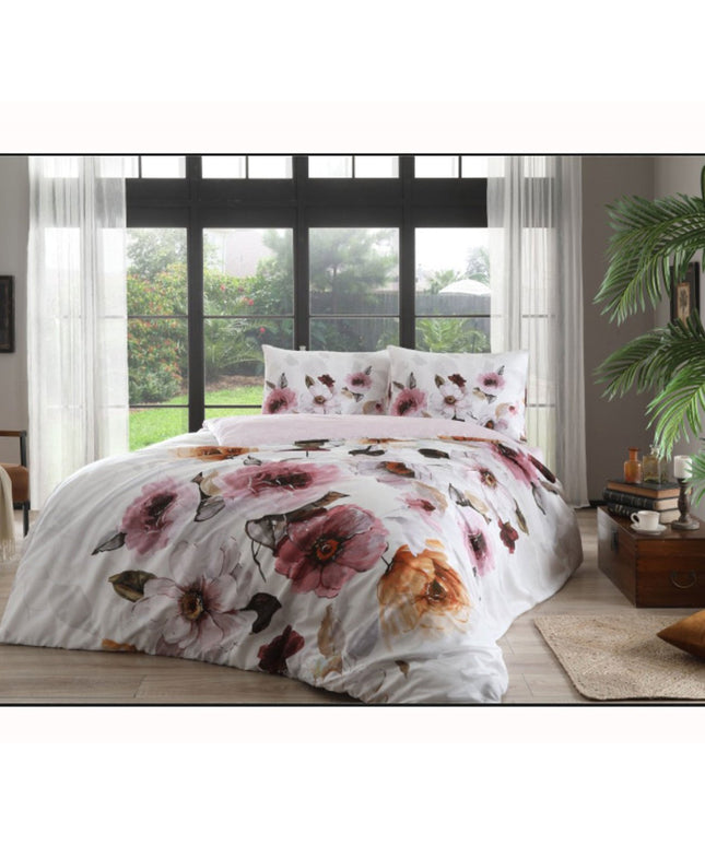 Lenjerie de pat dublu, bumbac 100% satinat, 4 piese, 230x260 cm, TAC Espita roz