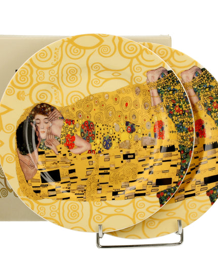 Set 2 farfurii pentru desert, The Kiss Ecru, inspirat de Klimt, 19 cm