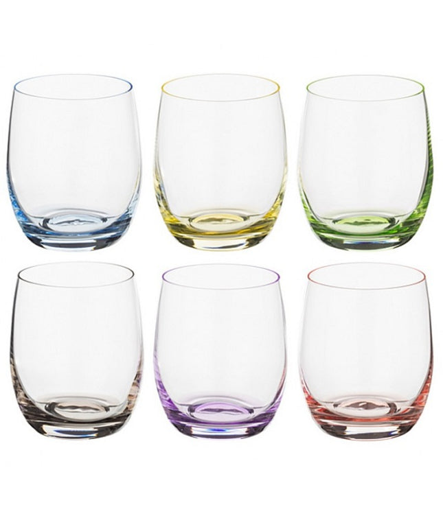 Set 6 pahare pentru whisky BOHEMIA CRISTAL RAINBOW 300ml, multicolor - Victoria home deco