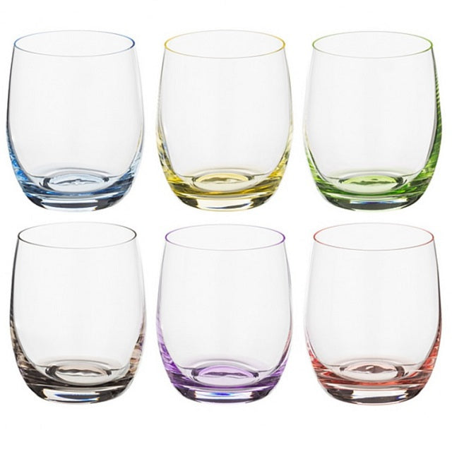 Set 6 pahare pentru whisky BOHEMIA CRISTAL RAINBOW 300ml, multicolor - Victoria home deco