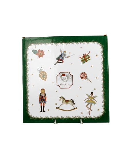 Farfurie mare cu margine inalta din portelan pentru desert, in cutie, Spiritul Craciunului, 26 cm - Victoria home deco