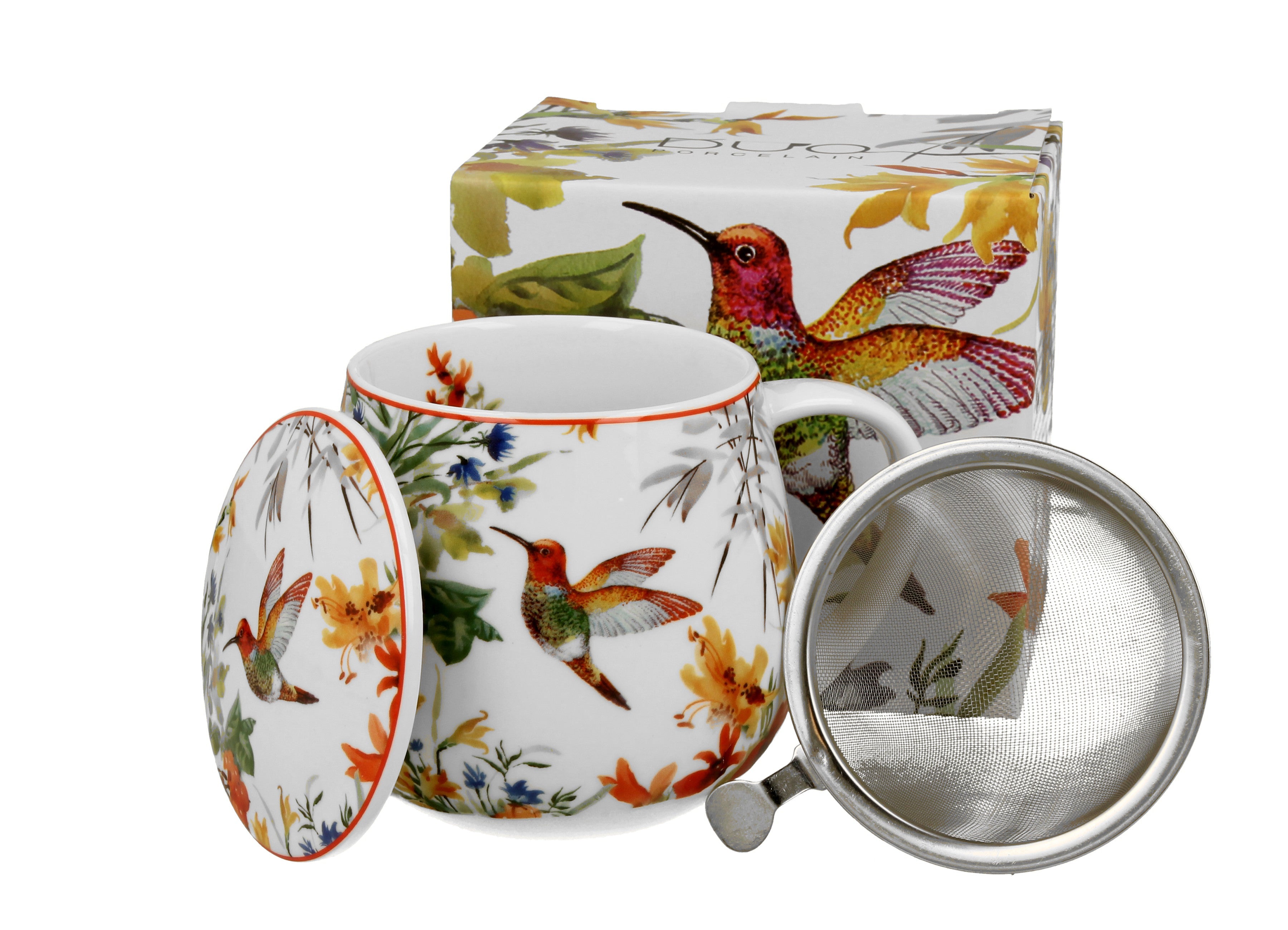 Set cana cu infuzor, Duo, Portelan, 430 ml, Multicolor