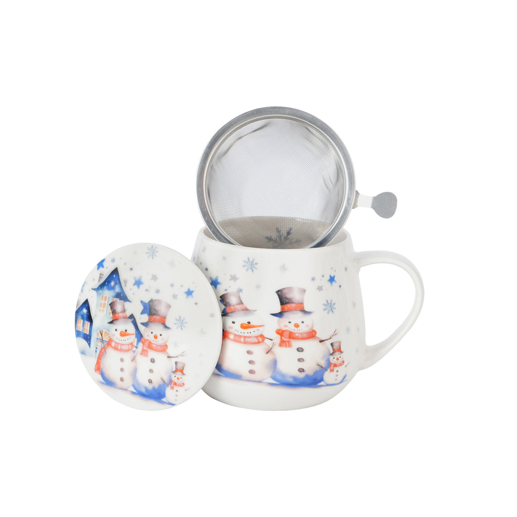 Cana cu infuzor pentru ceai,de Craciun design Snowman, 430 ml