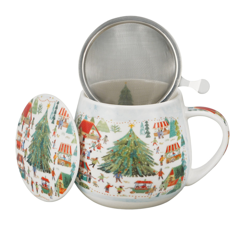 Cana barel cu infuzor Duo, Christmas Market, portelan, multicolor, 430 ml